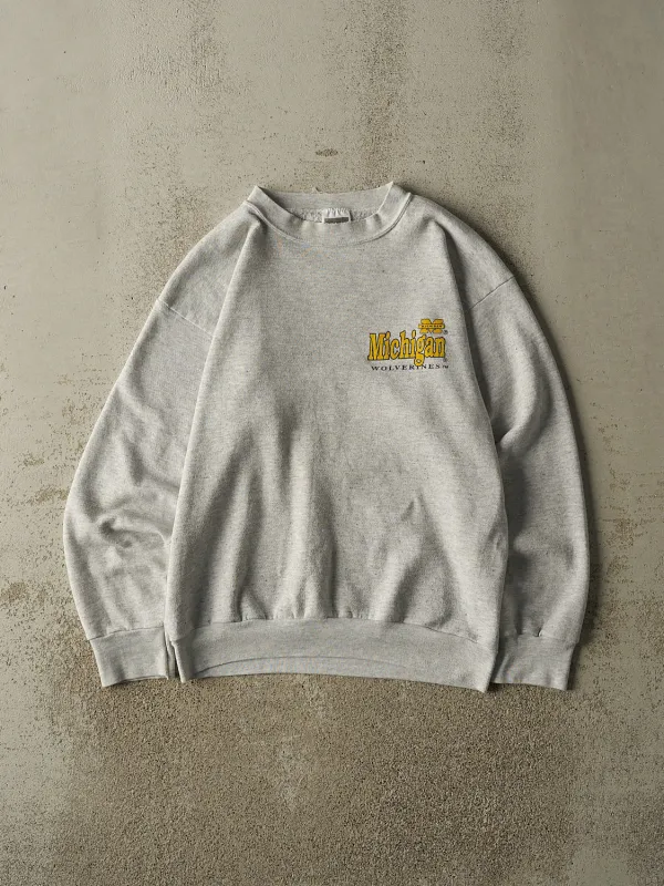 Vintage 90s Heather Grey University of Michigan Wolverines Crewneck (M) sold by Rebalance Vintage