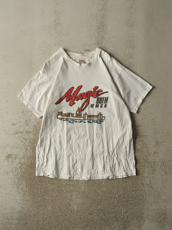 Vintage 90s White 98 FM Tee (L/XL) sold by Rebalance Vintage