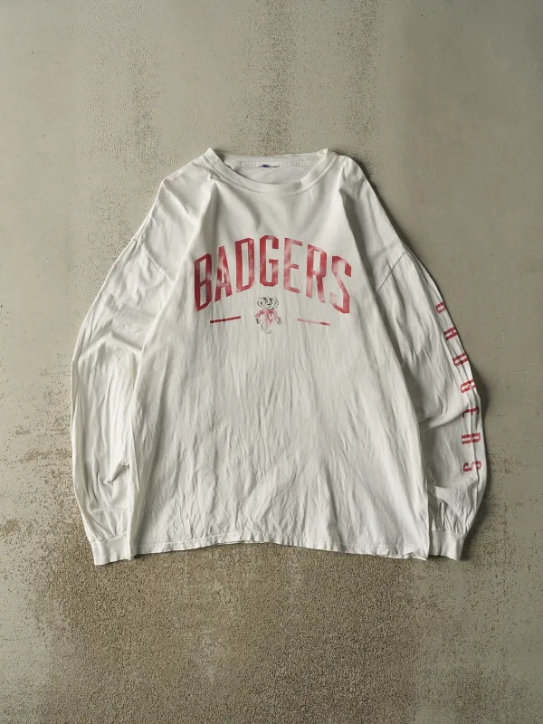 Vintage 90s White University of Wisconsin Badgers Long Sleeve (L/XL) sold by Rebalance Vintage