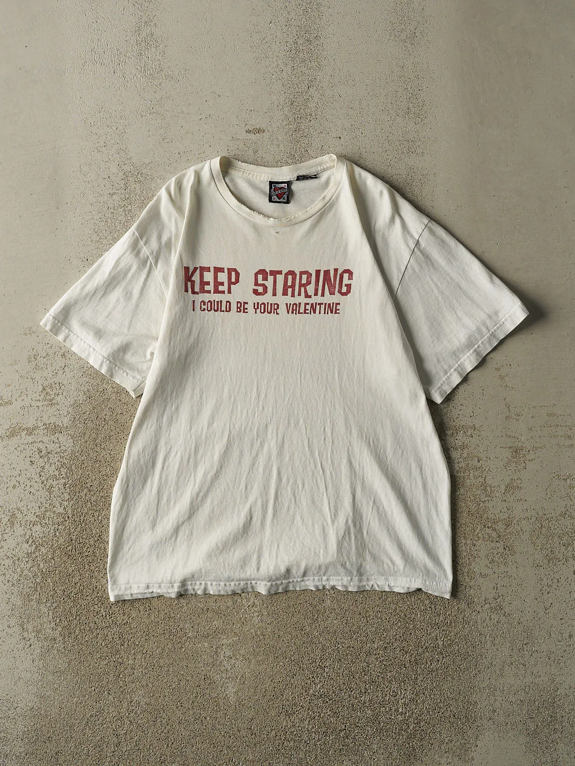 Vintage 90s White "Keep Staring, I Could Be Your Valentine" Tee (L) sold by Rebalance Vintage