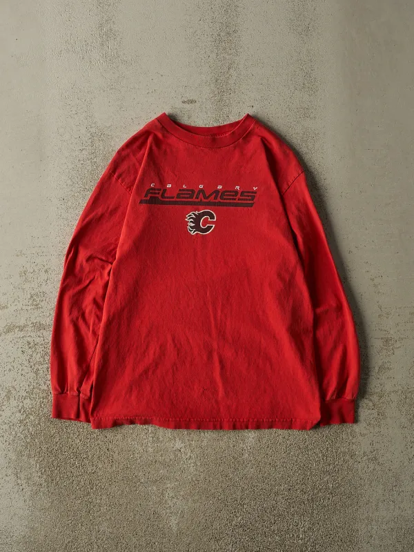 Vintage Y2K Red Calgary Flames Long Sleeve (S/M) made by Rebalance Vintage