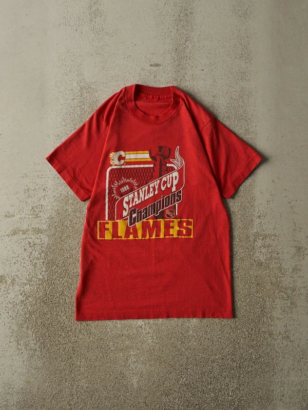 Vintage 89' Red Calgary Flames Stanley Cup Champions Tee (XS/S) sold by Rebalance Vintage
