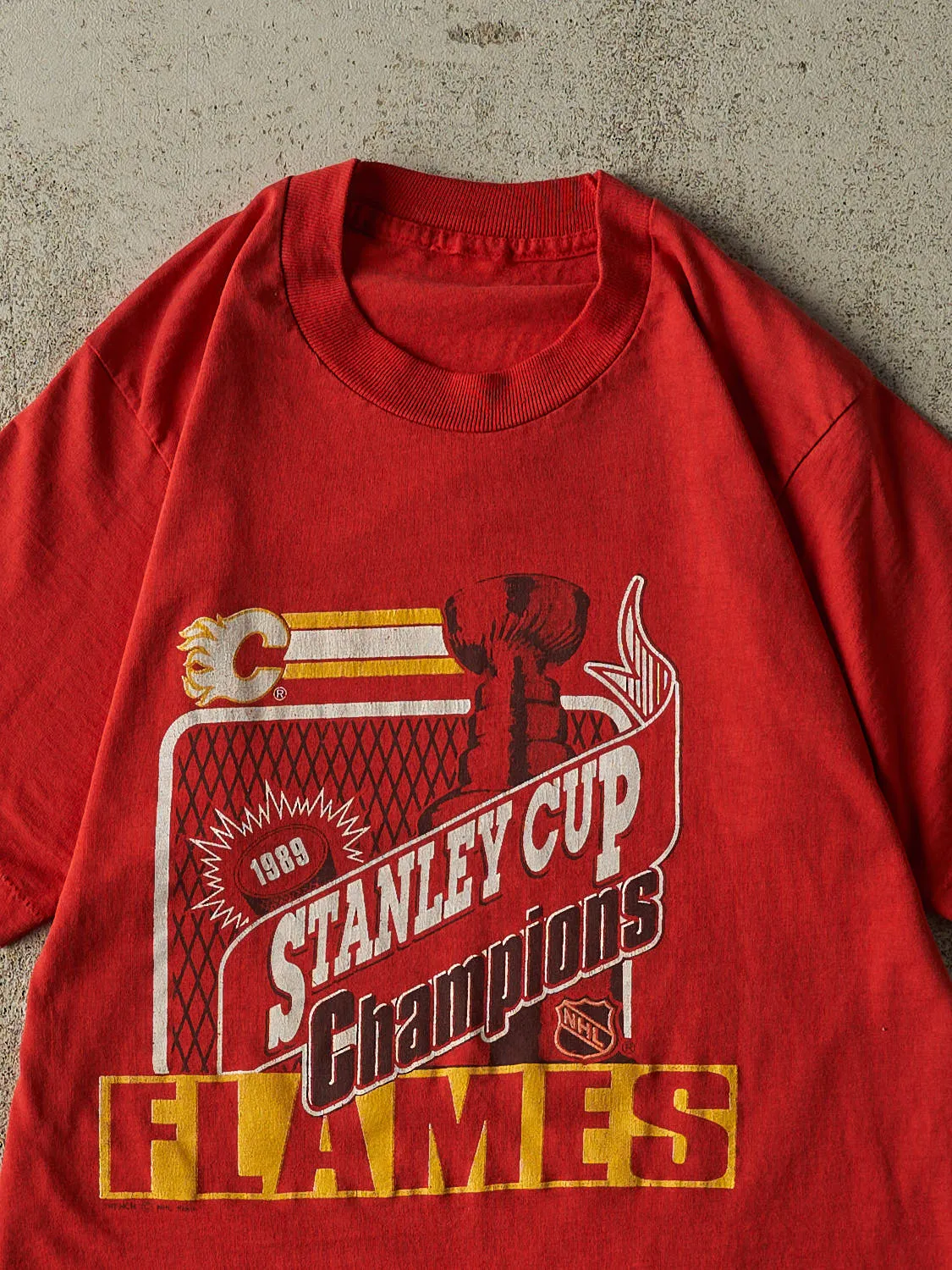 Vintage 89' Red Calgary Flames Stanley Cup Champions Tee (XS/S) sold by Rebalance Vintage product image thumbnail 2