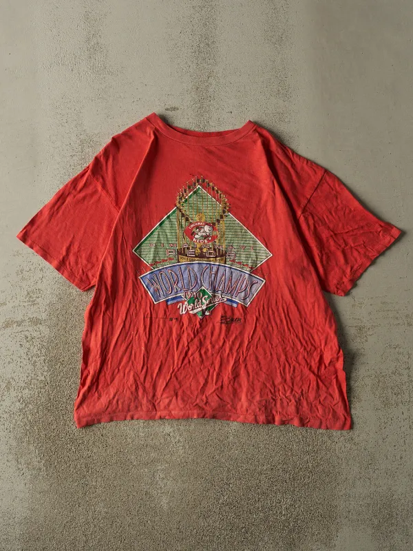 Vintage 90' Red Cincinnati Reds World Series Champions Tee (L/XL) sold by Rebalance Vintage