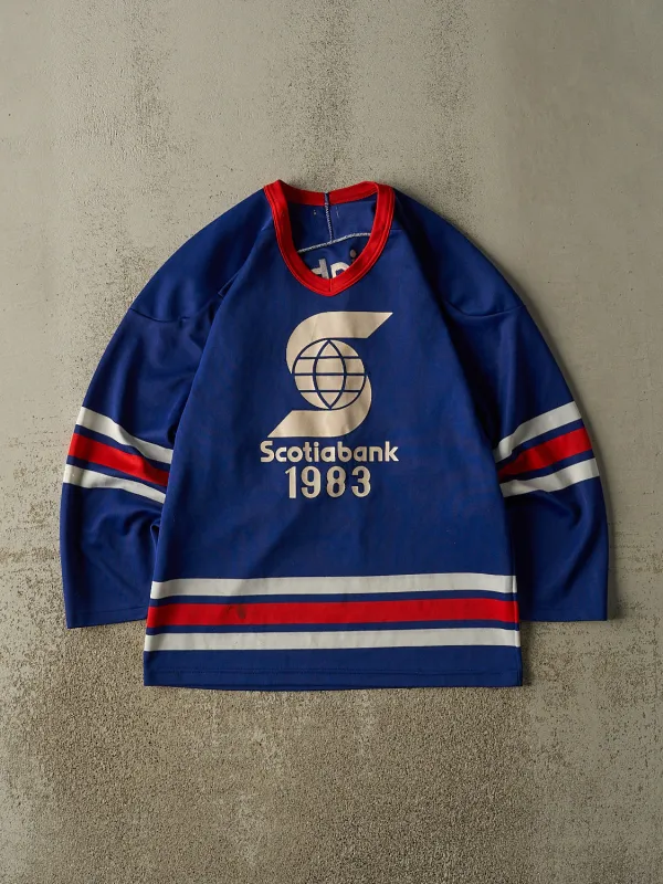 Vintage 83' Blue, Red & White Scotia Bank Hockey Jersey (S/M) made by Rebalance Vintage