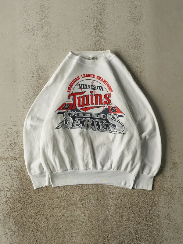 Vintage 87' White Minnesota Twins World Series Champions Crewneck (XS/S) made by Rebalance Vintage