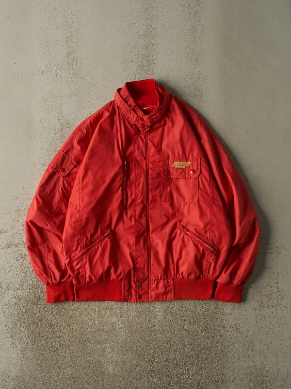 Vintage 80s Red Shell Bomber Windbreaker Jacket (L) sold by Rebalance Vintage