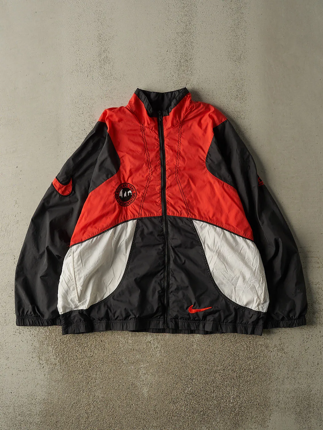 Vintage 90s Red, Black & White Nike Rossland Trail Windbreaker Jacket (XL/XXL) sold by Rebalance Vintage