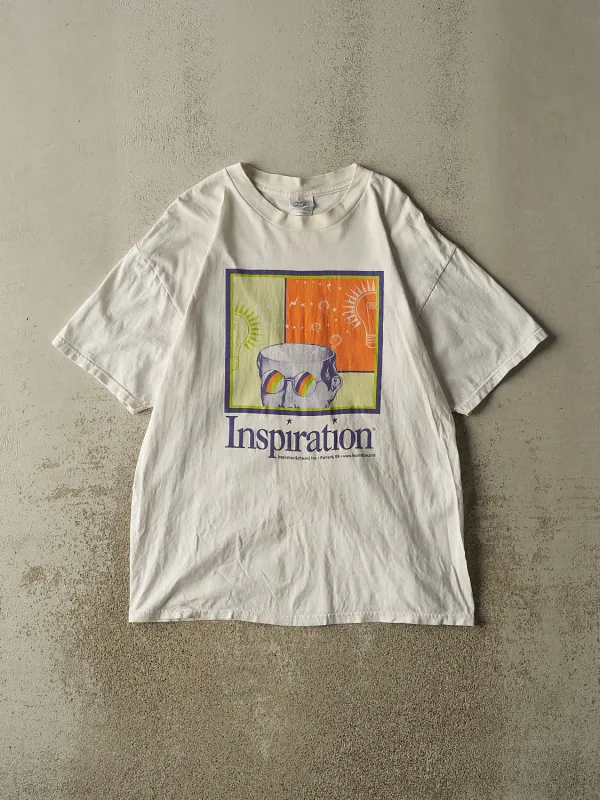 Vintage Y2K White Inspiration Software Tee (XL) made by Rebalance Vintage
