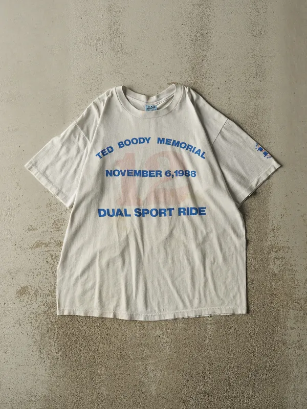 Vintage 88' White Ted Boody Memorial Tee (L) sold by Rebalance Vintage