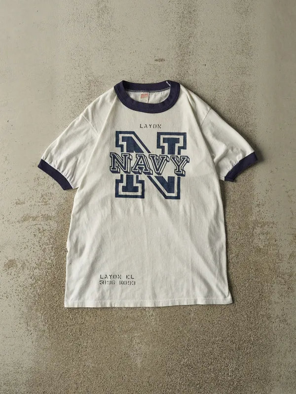 Vintage 80s White USA Navy Ringer Tee (S/M) made by Rebalance Vintage