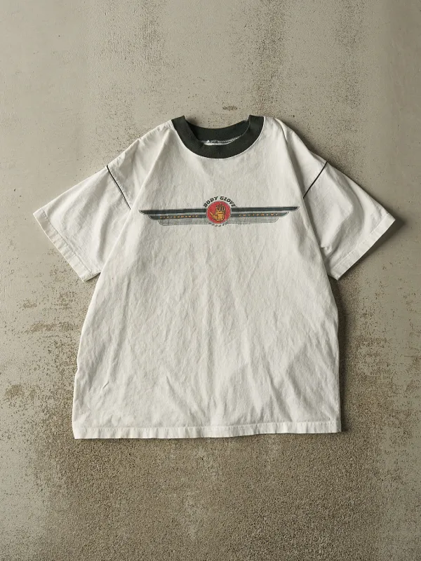 Vintage 90s White & Green Body Glove Ringer Tee (M) sold by Rebalance Vintage