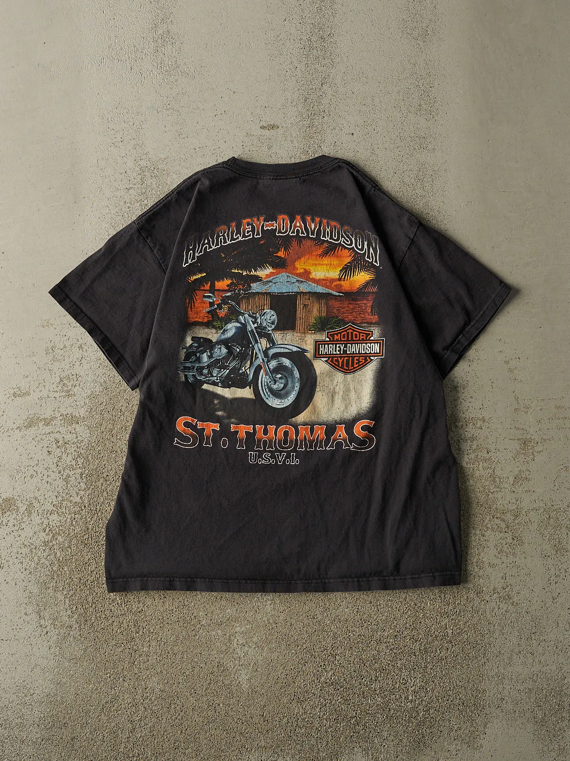 Vintage Y2K Faded Black Harley Davidson St Thomas Tee (L) sold by Rebalance Vintage product image thumbnail 2