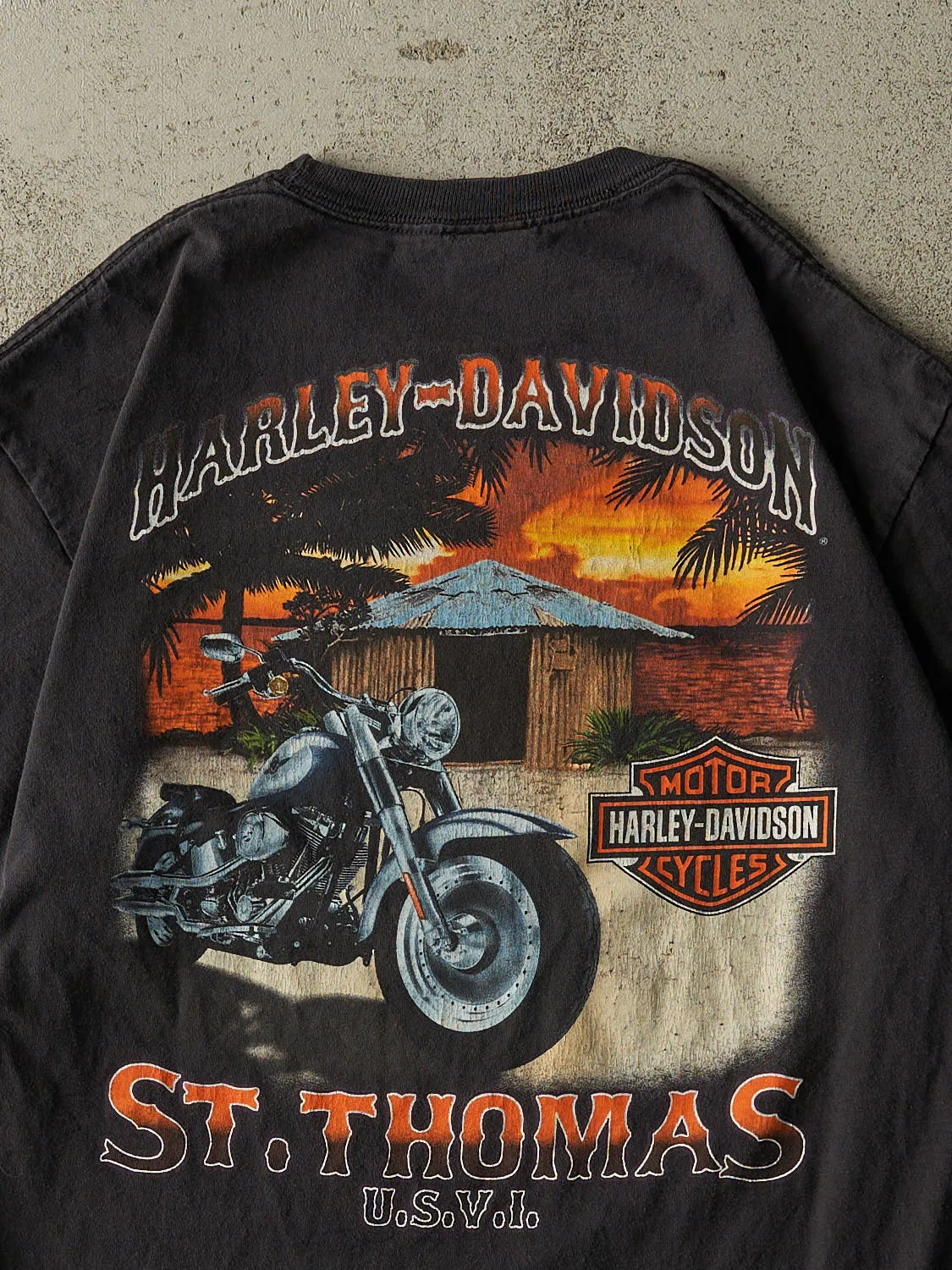 Vintage Y2K Faded Black Harley Davidson St Thomas Tee (L) sold by Rebalance Vintage product image thumbnail 4