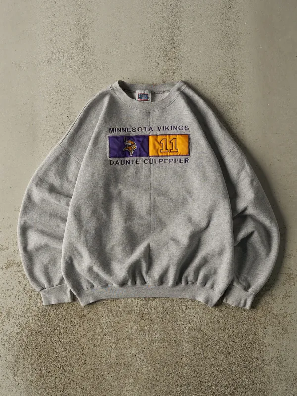 Vintage Y2K Grey Minnesota Vikings Embroidered Crewneck (S/M) made by Rebalance Vintage
