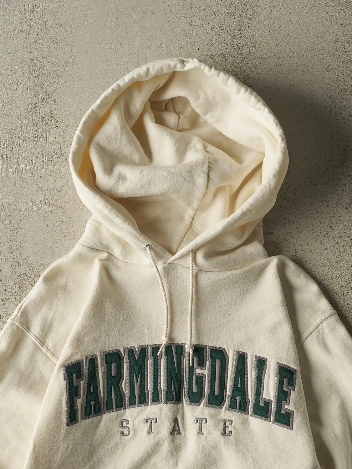 Vintage 90s Beige Champion Farmingdale State Hoodie (XS/S) sold by Rebalance Vintage product image thumbnail 2