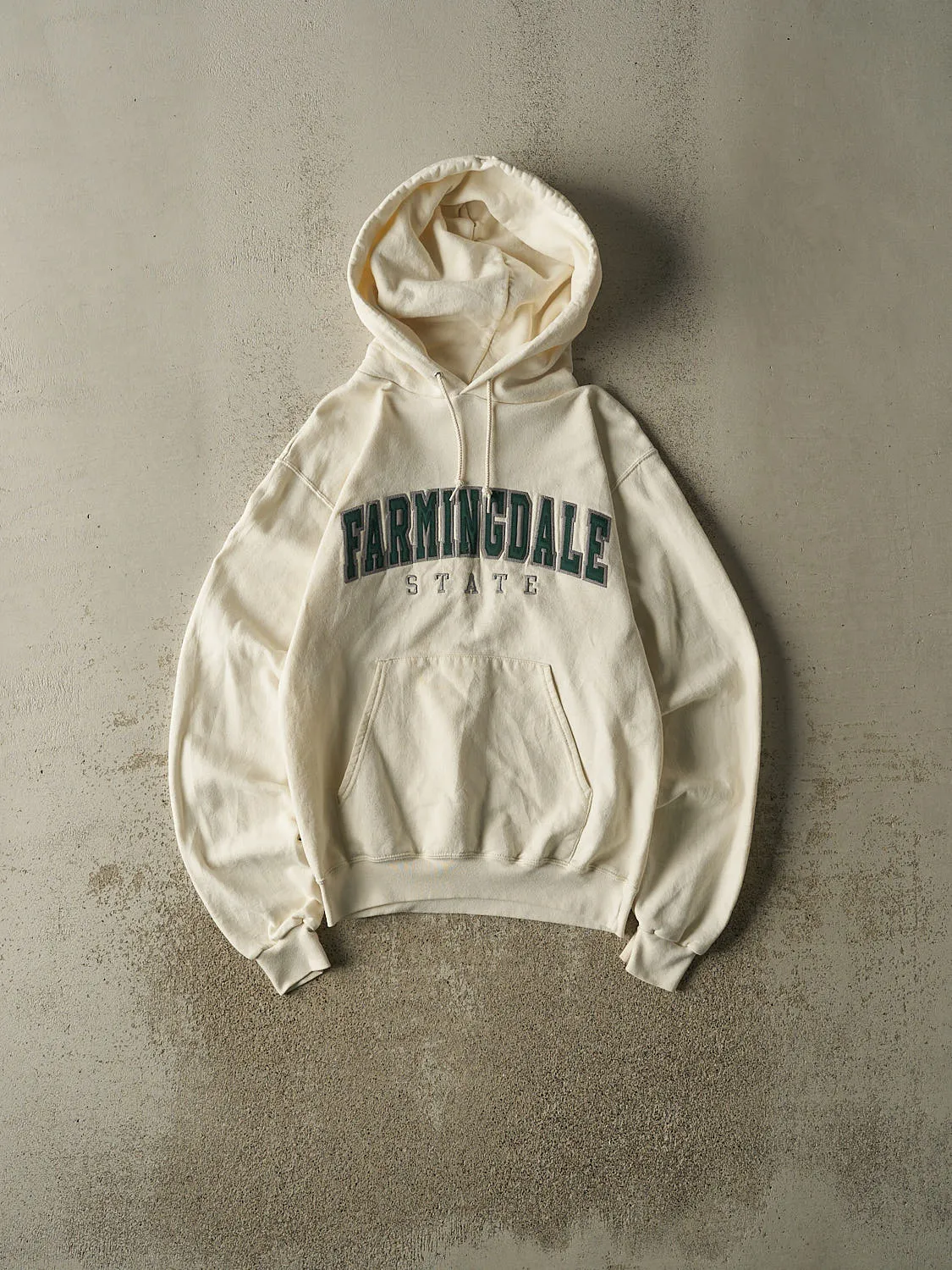 Vintage 90s Beige Champion Farmingdale State Hoodie (XS/S) sold by Rebalance Vintage