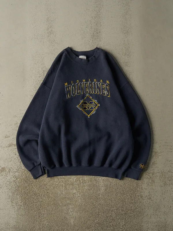 Vintage 80s Navy Blue University of Michigan Wolverines Crewneck (L/XL) sold by Rebalance Vintage
