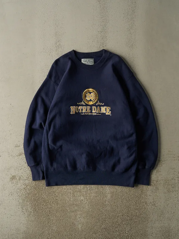 Vintage 90s Navy Blue University of Notre Dame Embroidered Crewneck (XXL) sold by Rebalance Vintage