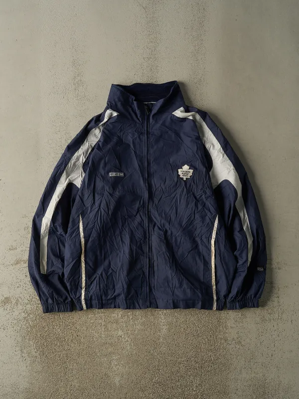 Vintage Y2K Navy Blue Toronto Maple Leafs Windbreaker Jacket (XXL) made by Rebalance Vintage