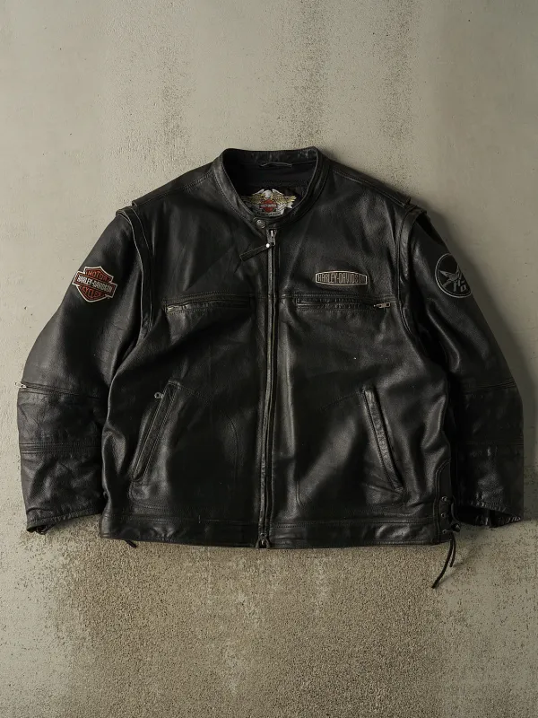 Vintage Y2K Black Harley Davidson Leather Biker Jacket (XL/XXL) sold by Rebalance Vintage