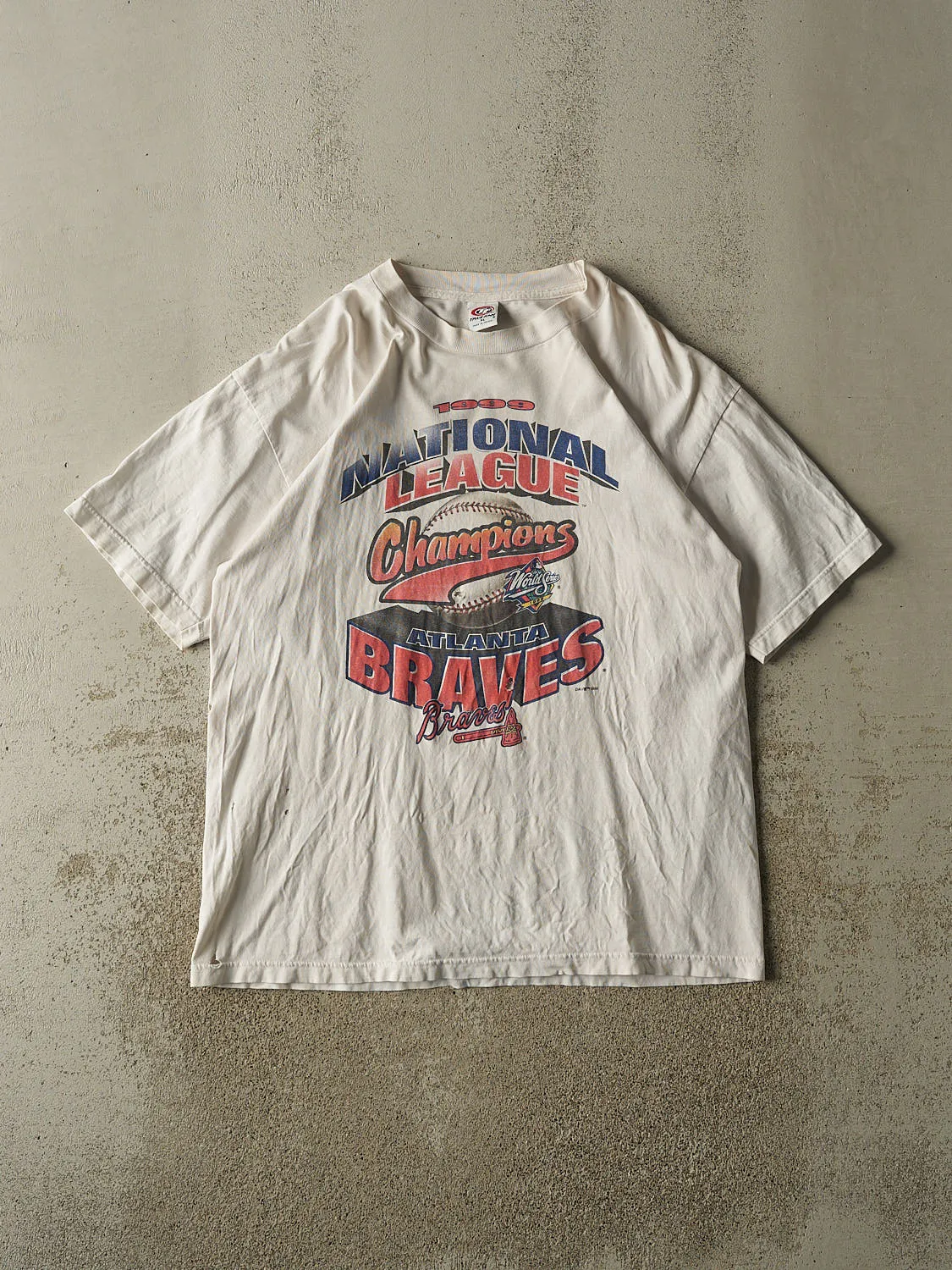 Vintage 99' White Atlanta Braves National Leauge Champions Tee (XL) sold by Rebalance Vintage