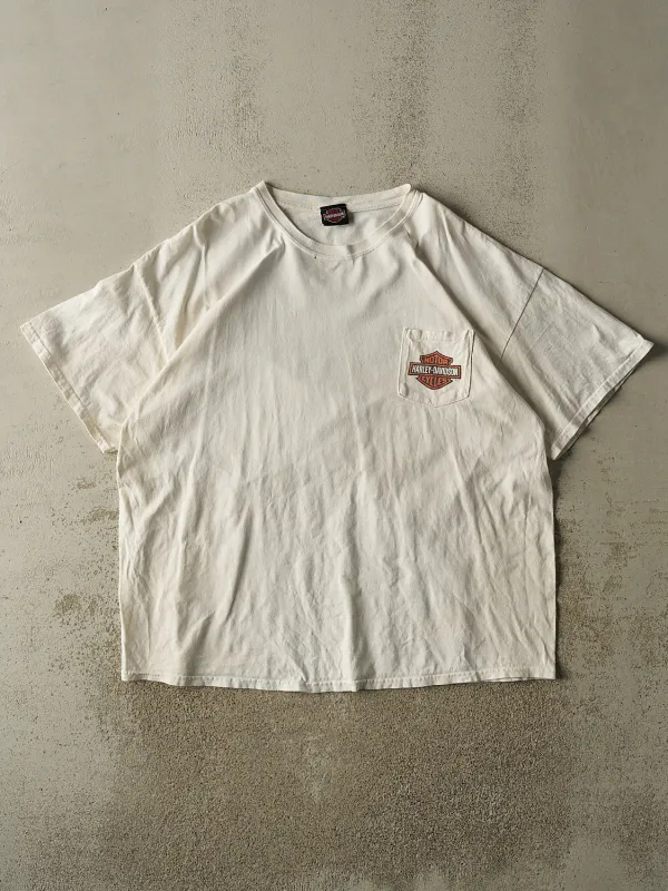 Vintage Y2K White Harley Davidson Jamaica Pocket Tee (XXL) made by Rebalance Vintage