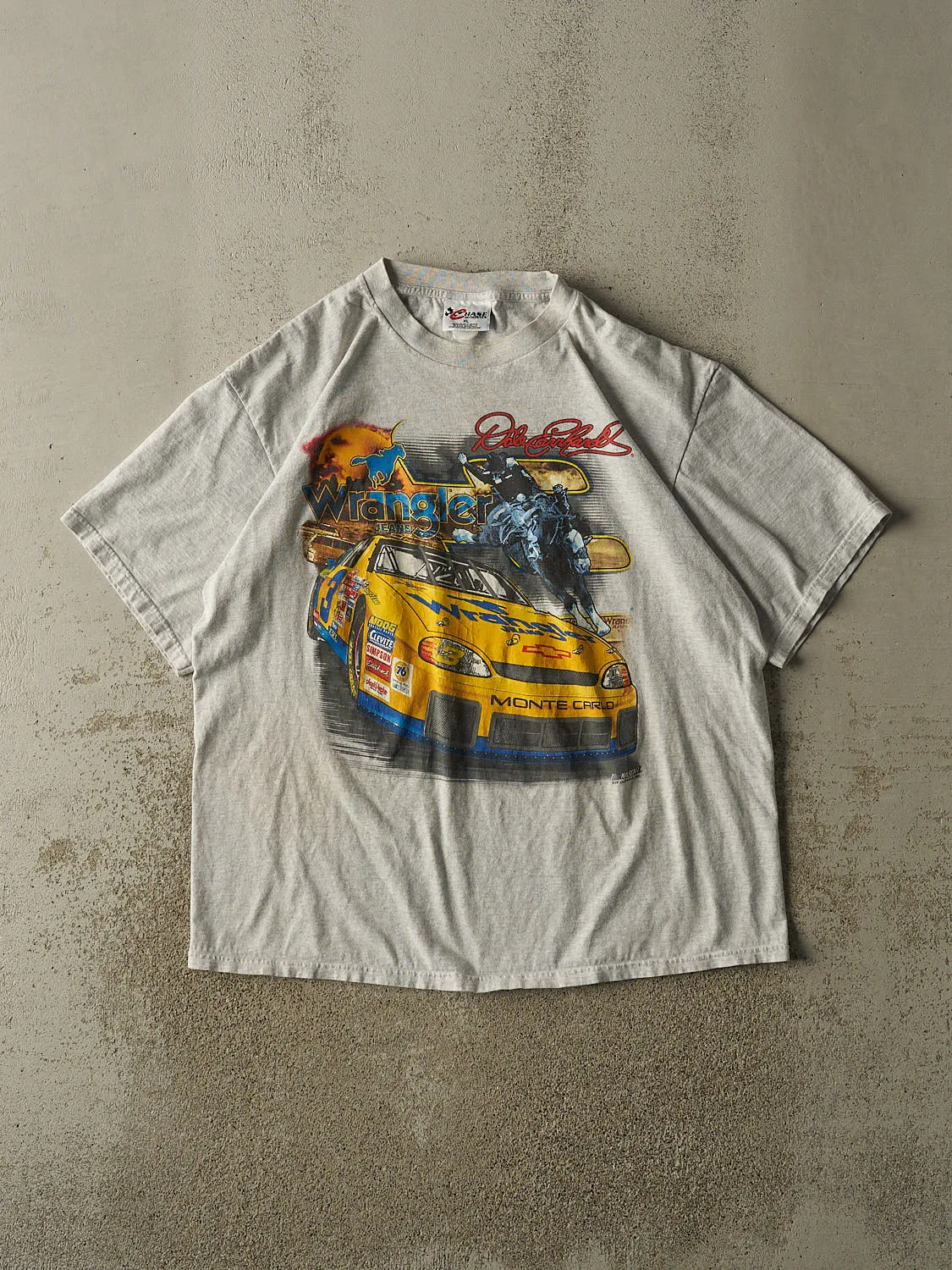Vintage 90s Grey Dale Earnhardt Wrangler Nascar Racing Tee (XL) sold by Rebalance Vintage