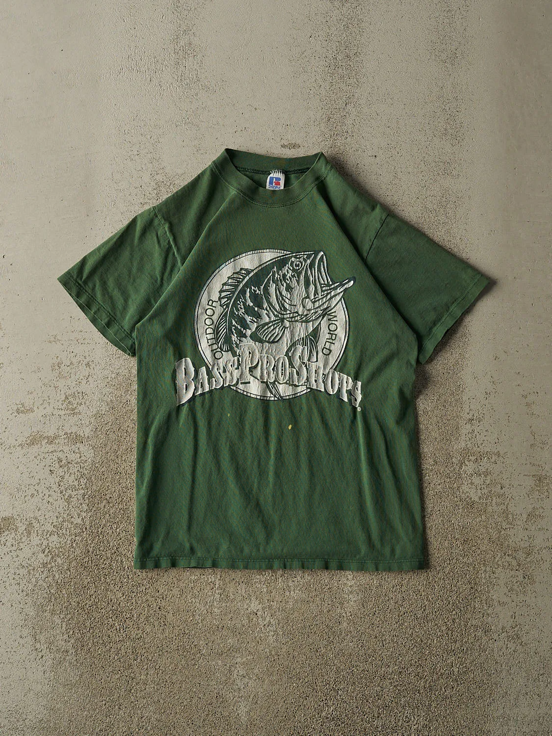 Vintage 90s Green Russell Athletic Bass Pro Shops Tee (S/M) sold by Rebalance Vintage