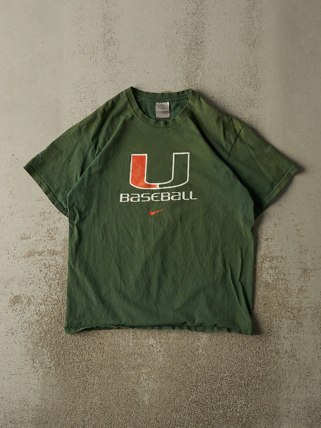 Vintage Y2K Green Nike University of Miami Baseball Tee (L/XL) sold by Rebalance Vintage