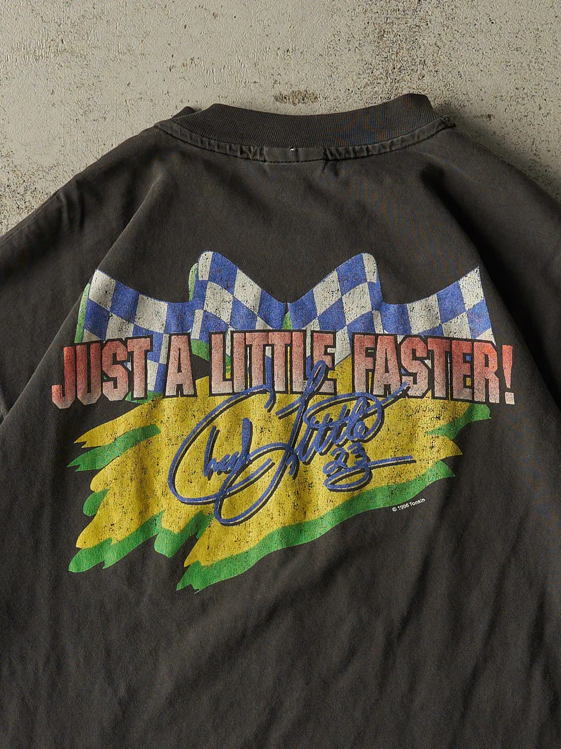 Vintage 96' Black Chad Little John Deere Racing Single Stitch Tee (L/XL) sold by Rebalance Vintage product image thumbnail 4