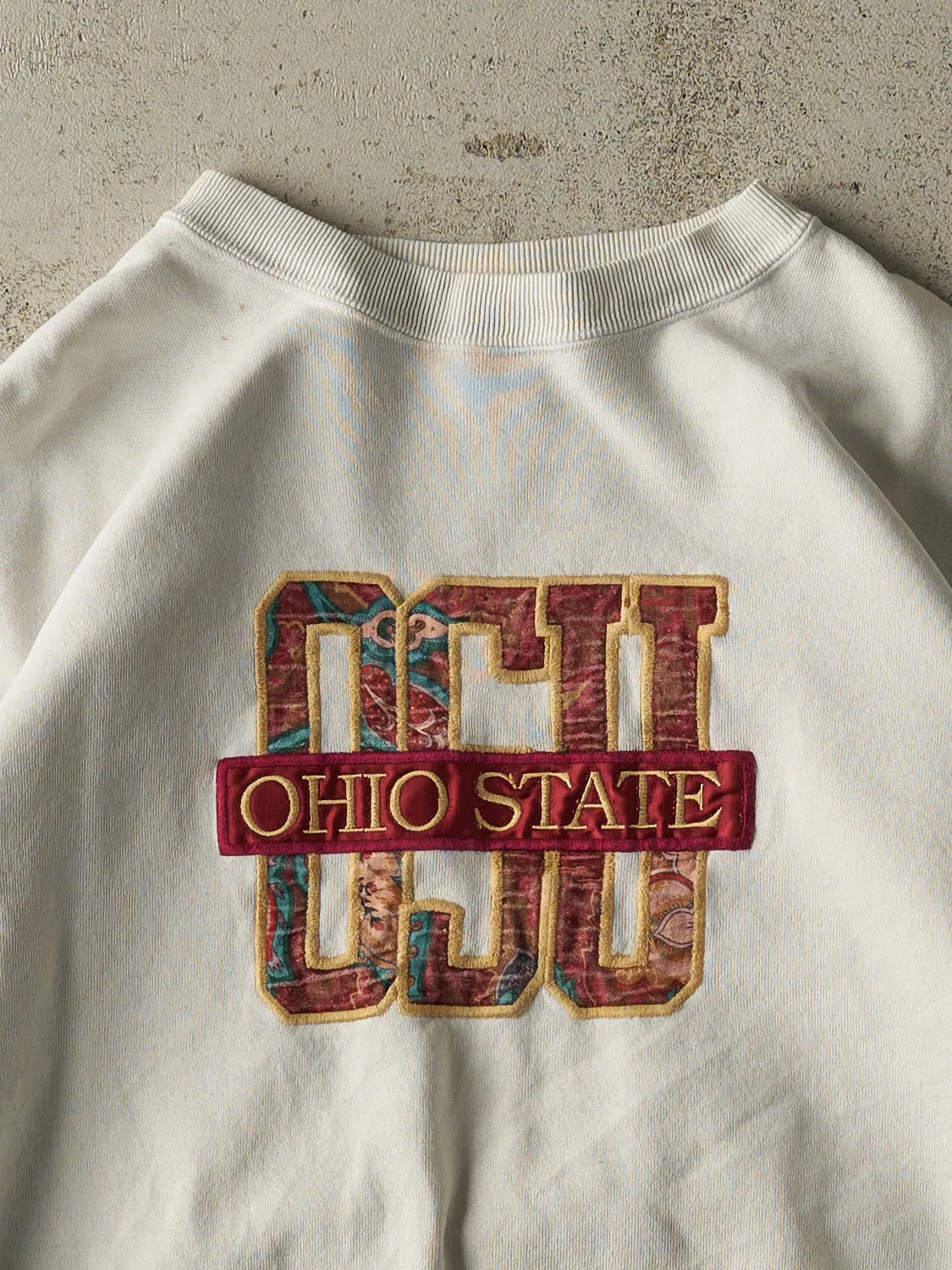 Vintage 90s White Ohio State University Embroidered Crewneck (XL) sold by Rebalance Vintage product image thumbnail 2