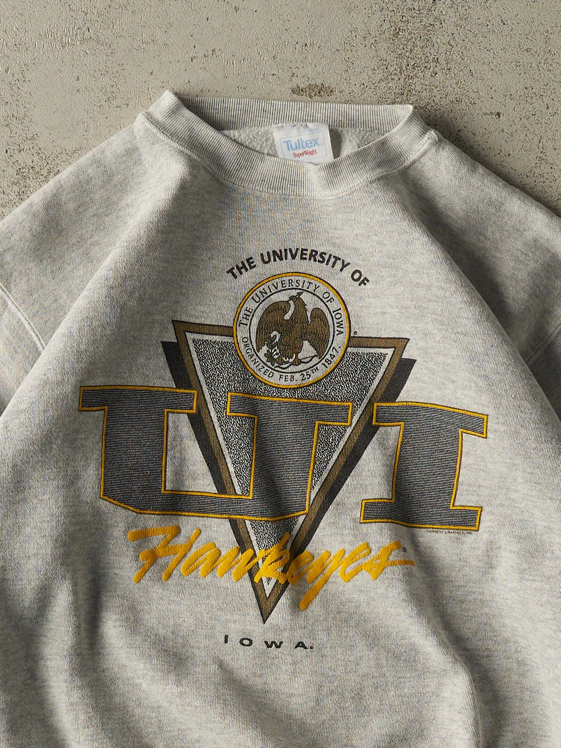 Vintage 80s Heather Grey University of Iowa Crewneck (S/M) sold by Rebalance Vintage product image thumbnail 2
