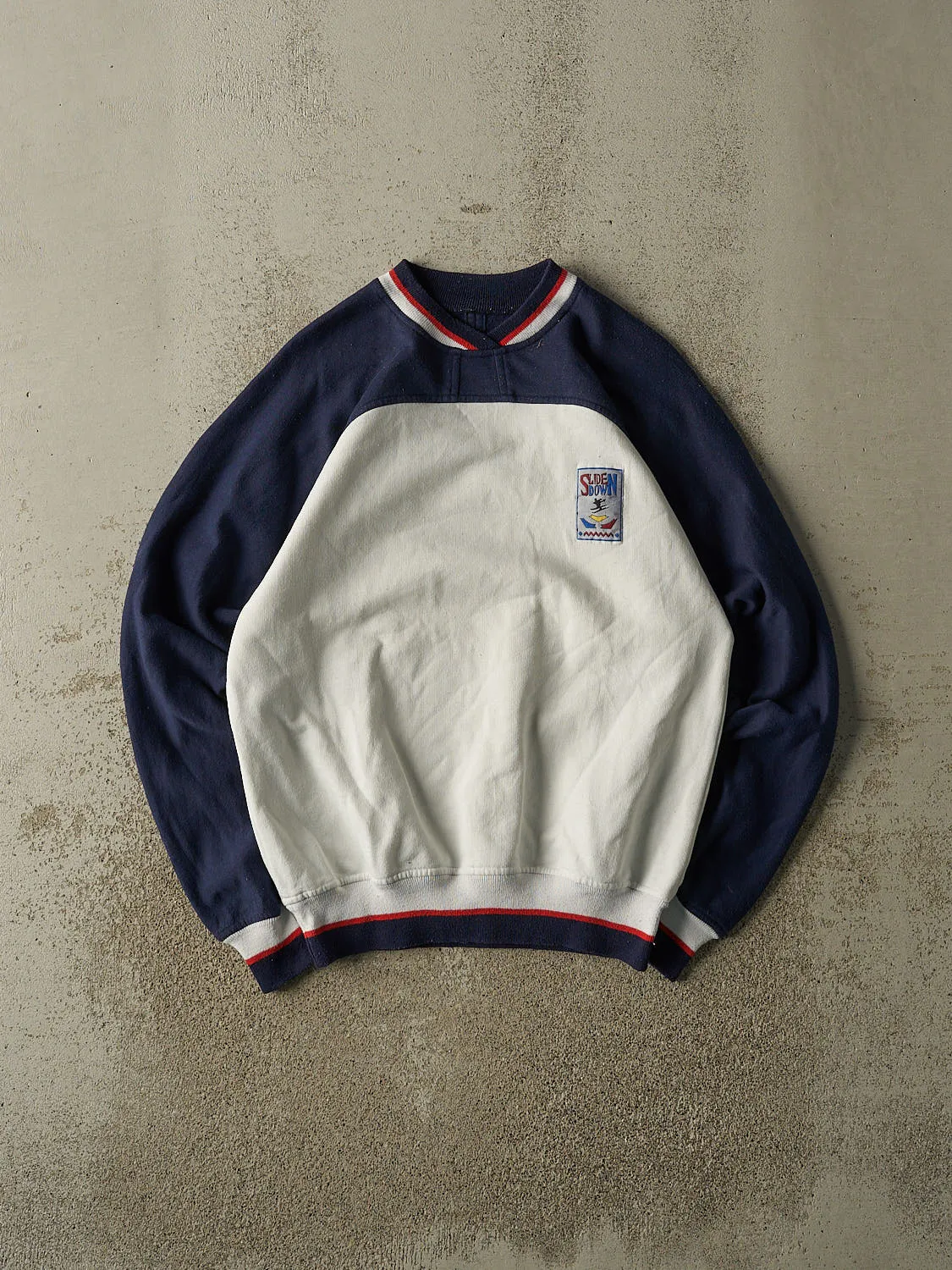Vintage 80s Navy Blue & White Slide Down Skiing Crewneck (M/L) sold by Rebalance Vintage