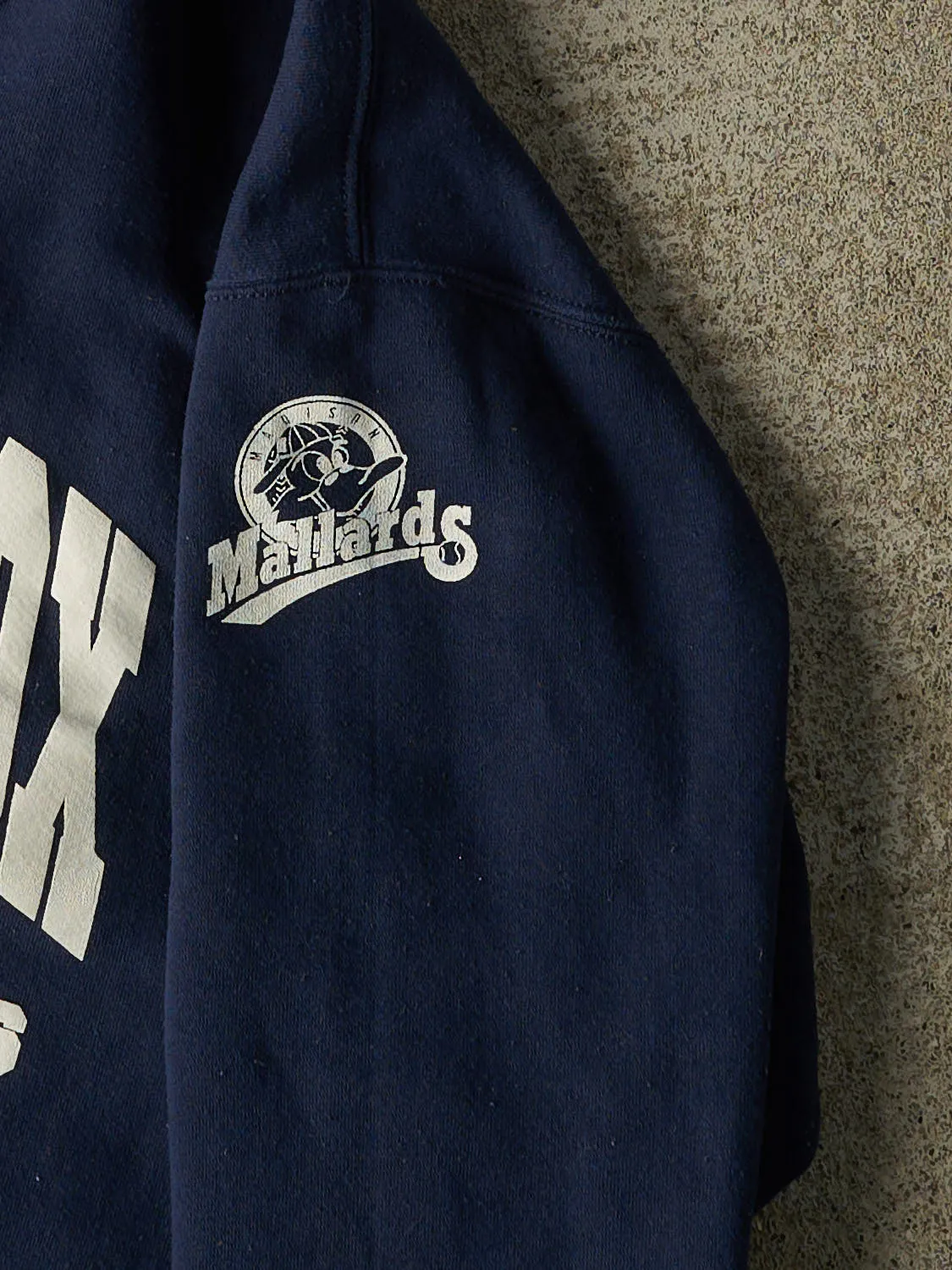 Vintage 90s Navy Blue Russell Athletic Madison Mallards "The Shoe Box" Crewneck (XL) sold by Rebalance Vintage product image thumbnail 4