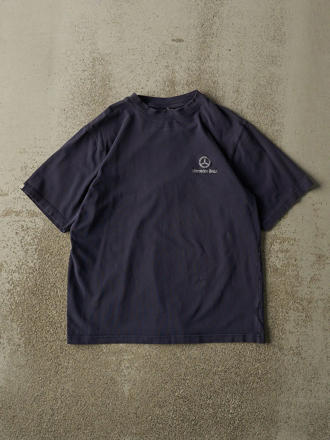 Vintage 90s Navy Blue Mercedes Benz Embroidered Tee (S/M) sold by Rebalance Vintage