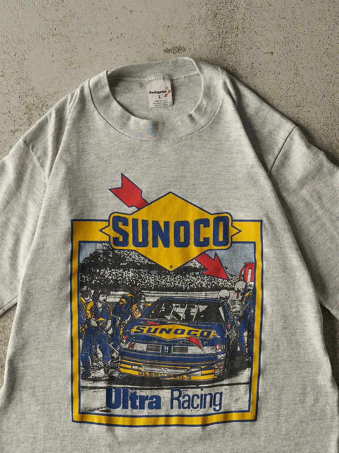 Vintage 80s Heather Grey Sunoco Racing Tee (S/M) sold by Rebalance Vintage product image thumbnail 2