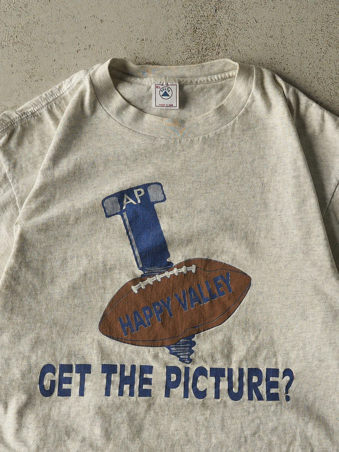 Vintage 80s Heather Grey "Get The Picture" Football Tee (L) sold by Rebalance Vintage product image thumbnail 2