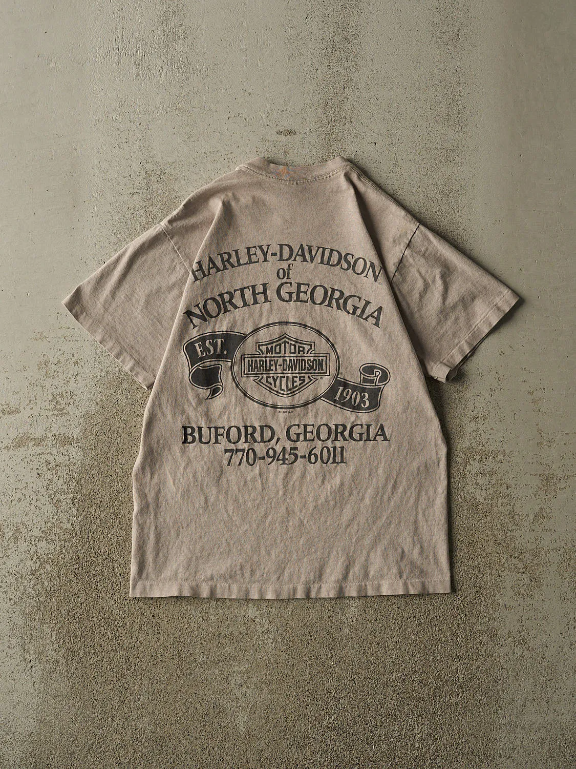 Vintage 95' Beige Harley Davidson Buford GA Tee (S/M) sold by Rebalance Vintage product image thumbnail 2