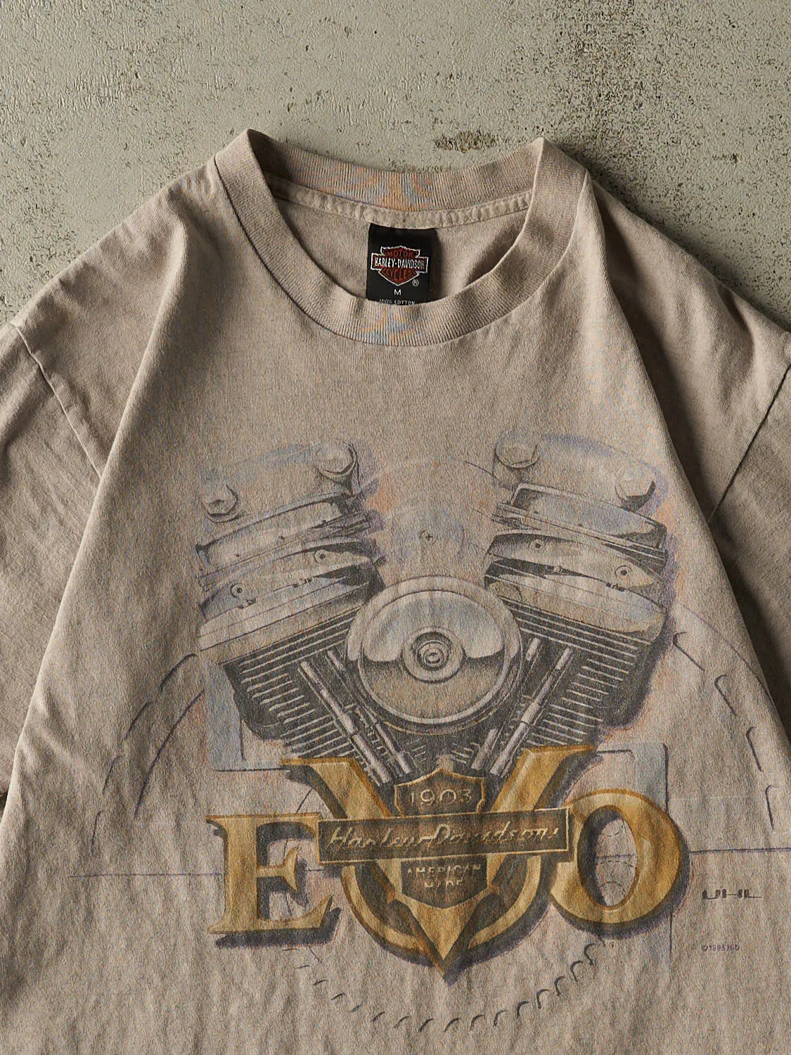 Vintage 95' Beige Harley Davidson Buford GA Tee (S/M) sold by Rebalance Vintage product image thumbnail 3