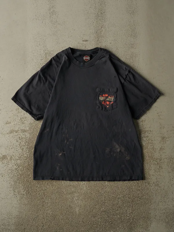 Vintage 90s Faded Black Harley Davidson St. Pete Beach Florida Pocket Tee (L) made by Rebalance Vintage