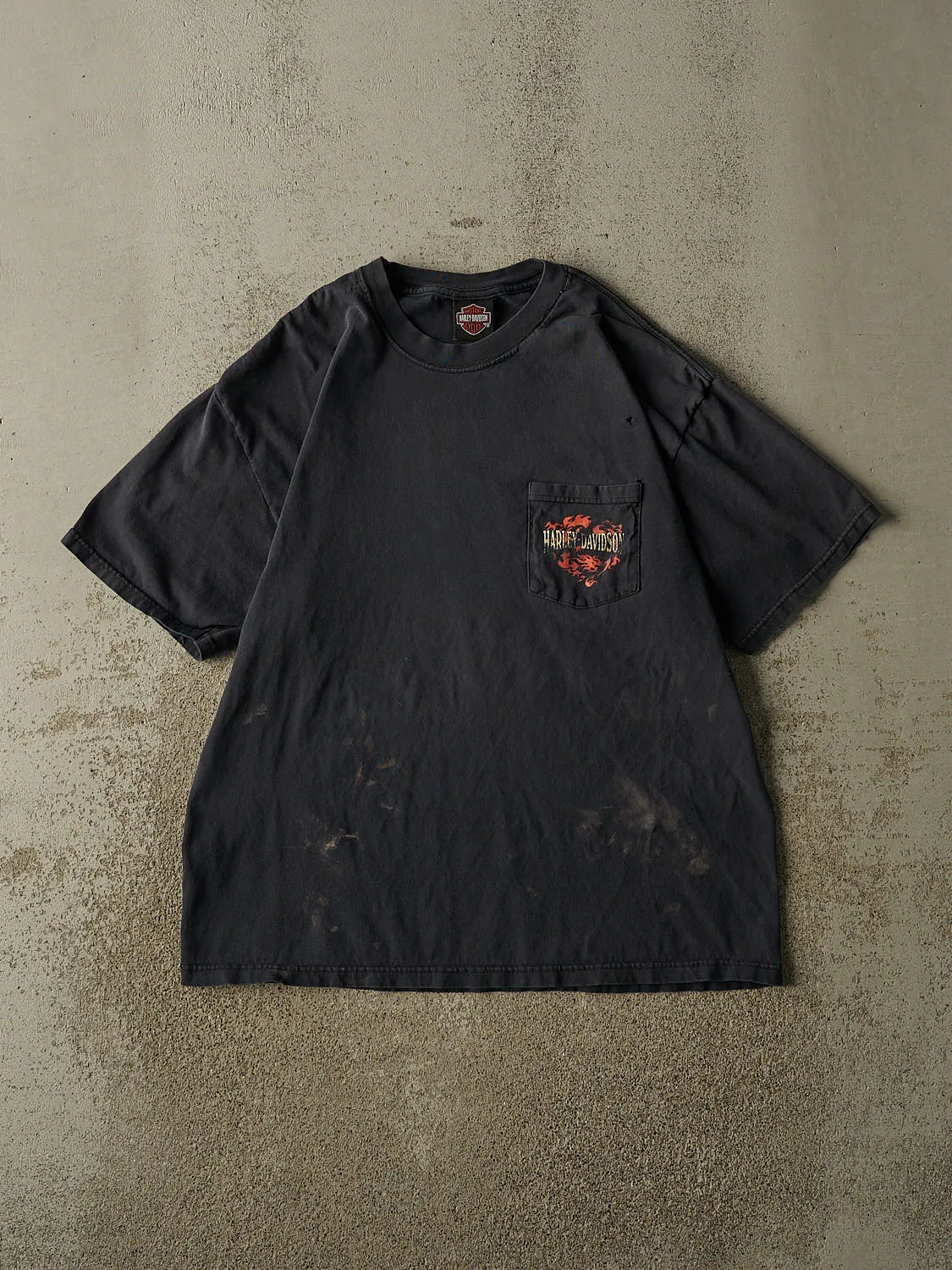 Vintage 90s Faded Black Harley Davidson St. Pete Beach Florida Pocket Tee (L) sold by Rebalance Vintage