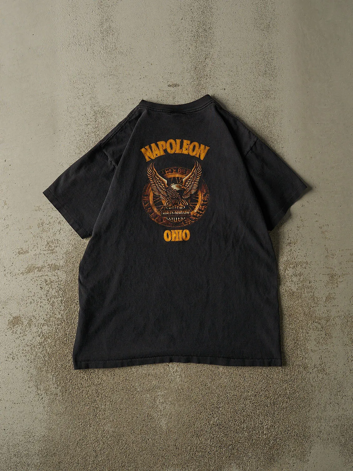 Vintage 90s Black Harley Davidson Napoleon OH Tee (L) sold by Rebalance Vintage product image thumbnail 2