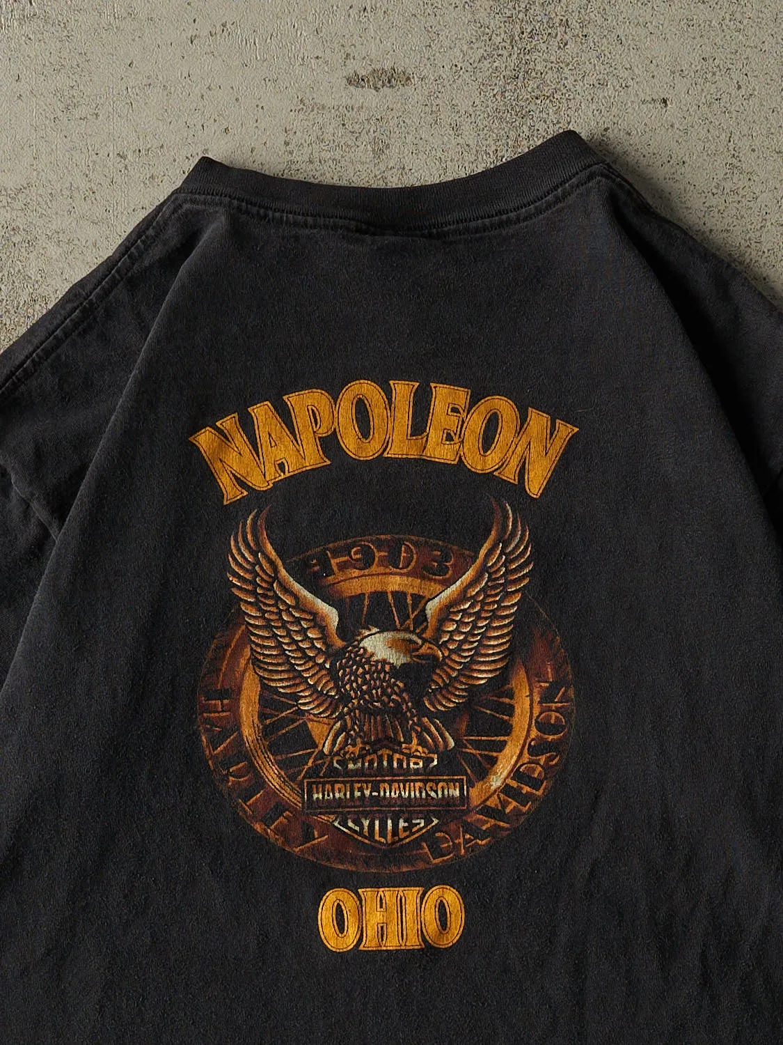 Vintage 90s Black Harley Davidson Napoleon OH Tee (L) sold by Rebalance Vintage product image thumbnail 4