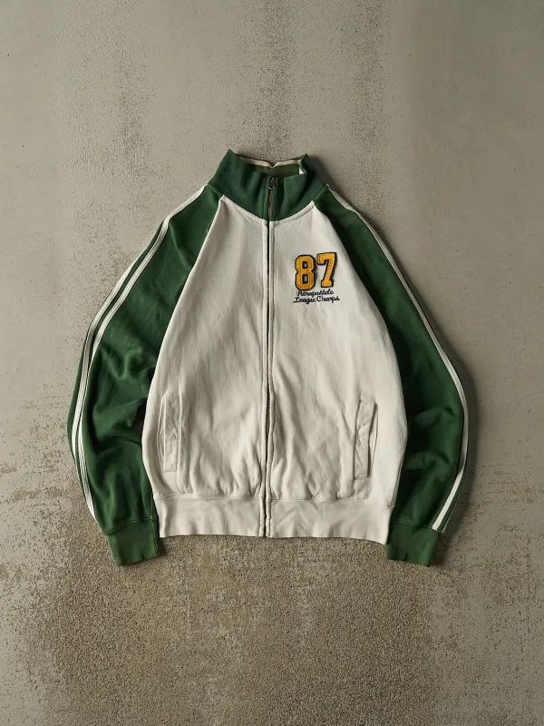 Vintage Y2K White & Green Aeropostale Zip Up Track Sweater (S/M) sold by Rebalance Vintage
