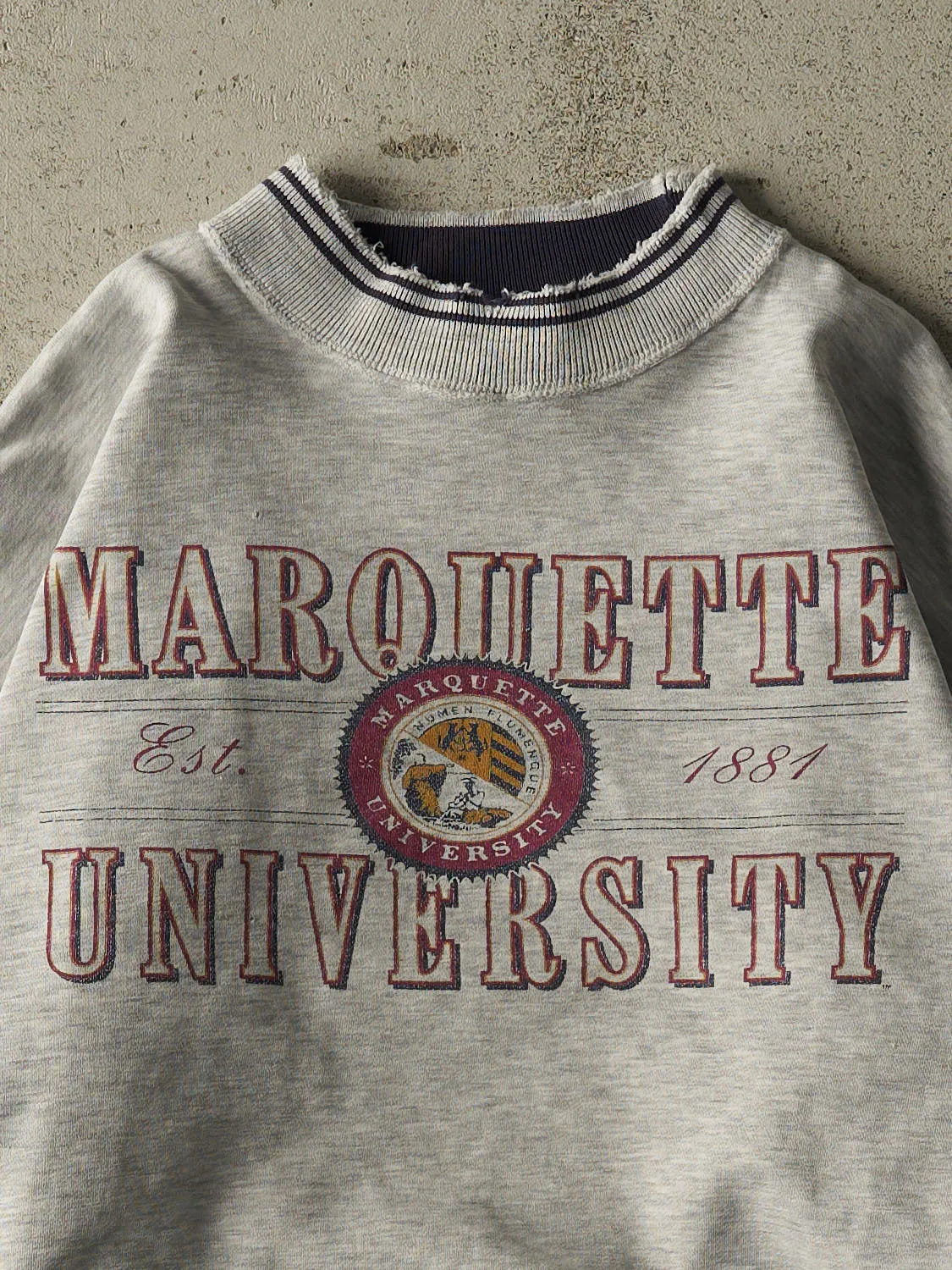 Vintage 90s Heather Grey Marquette University Ribbed Crewneck (M) sold by Rebalance Vintage product image thumbnail 2