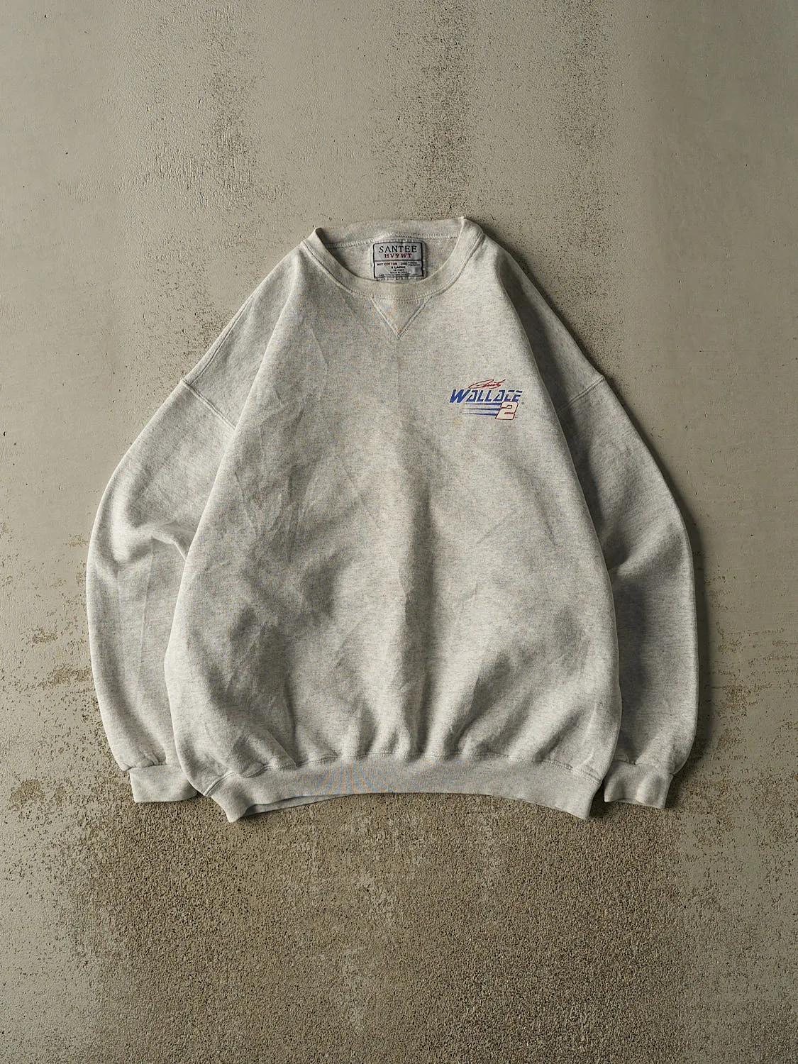 Vintage 90s Heather Grey Rusty Wallace Racing Crewneck (L/XL) sold by Rebalance Vintage