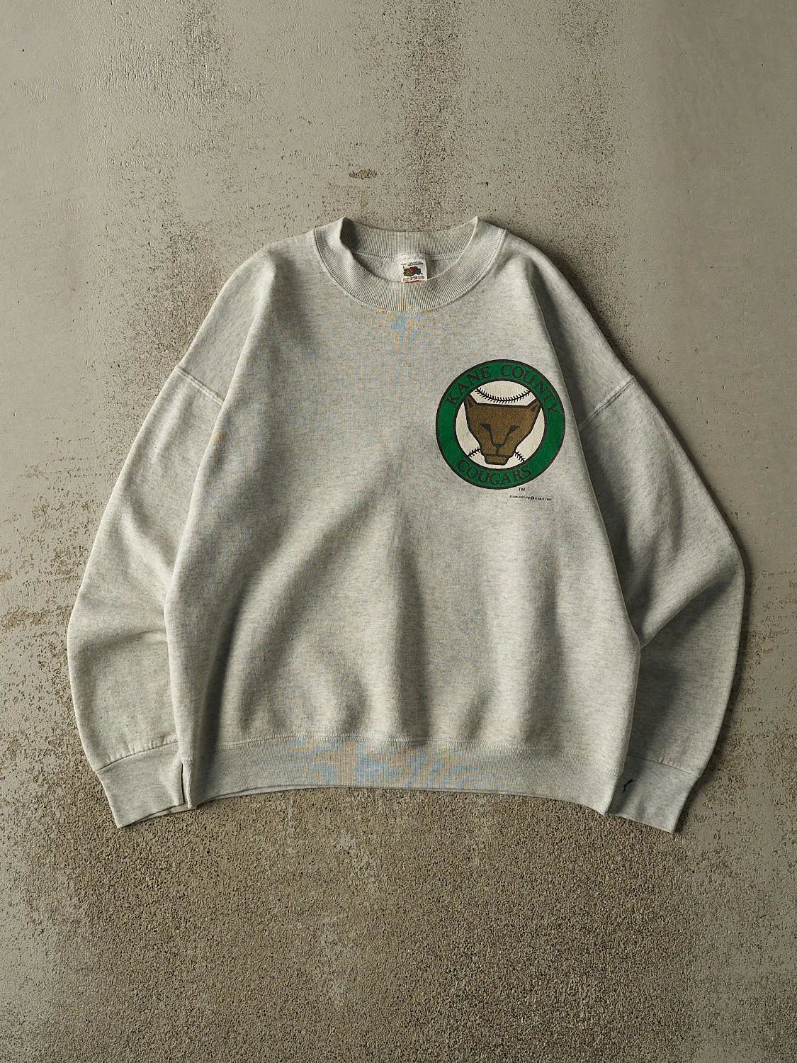 Vintage 94' Heather Grey Kane County Cougars Crewneck (M) sold by Rebalance Vintage