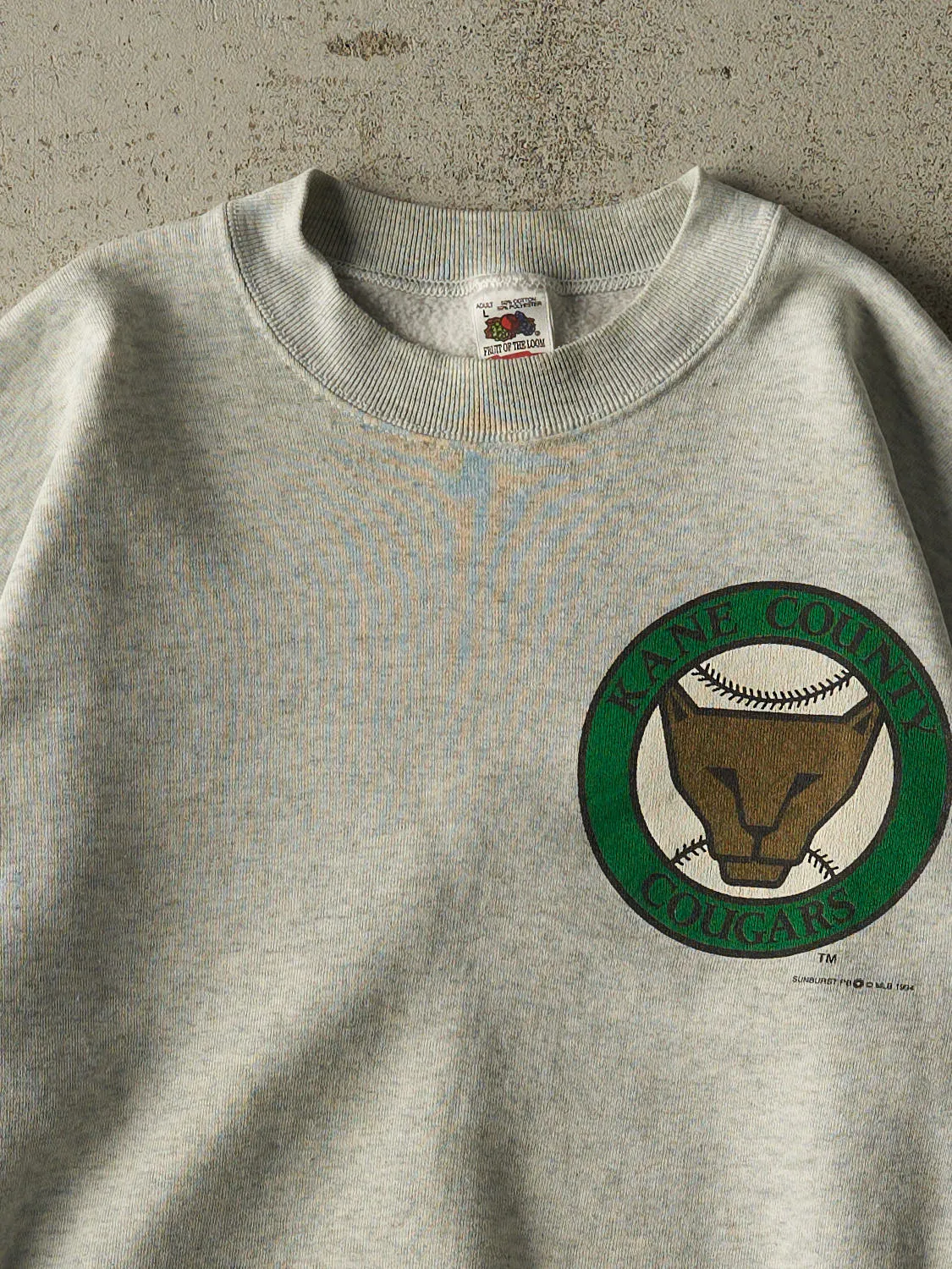 Vintage 94' Heather Grey Kane County Cougars Crewneck (M) sold by Rebalance Vintage product image thumbnail 2