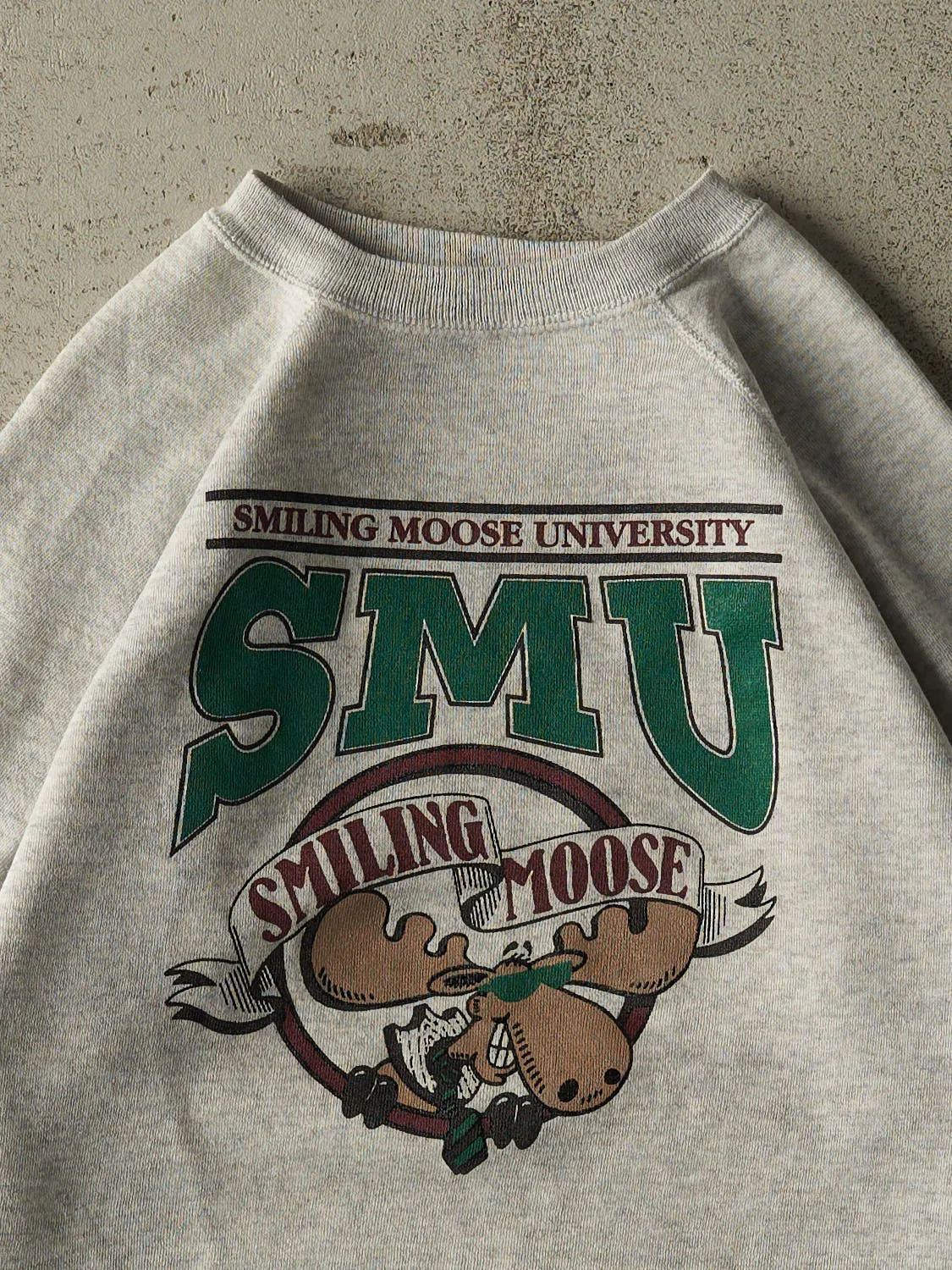 Vintage 80s Heather Grey Smiling Moose University Crewneck (S) sold by Rebalance Vintage product image thumbnail 2